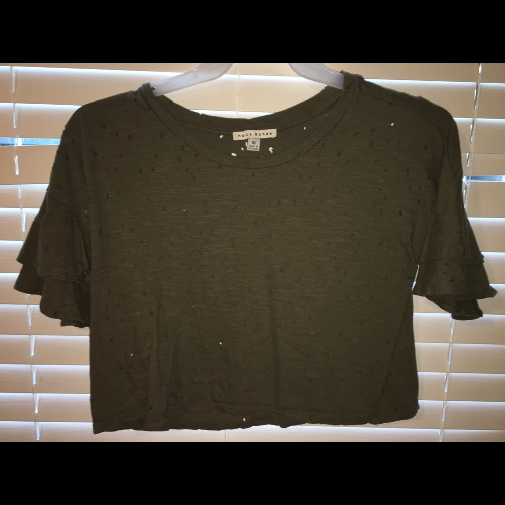 Army Green Distressed Blouse